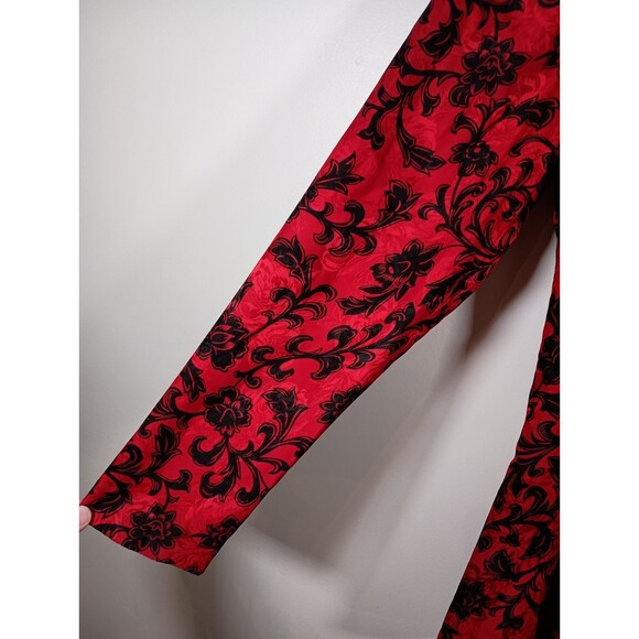 Vintage Richard Warren Silk Peplum Button Long Sleeve Floral Red Top Size 10 - Picture 5 of 9